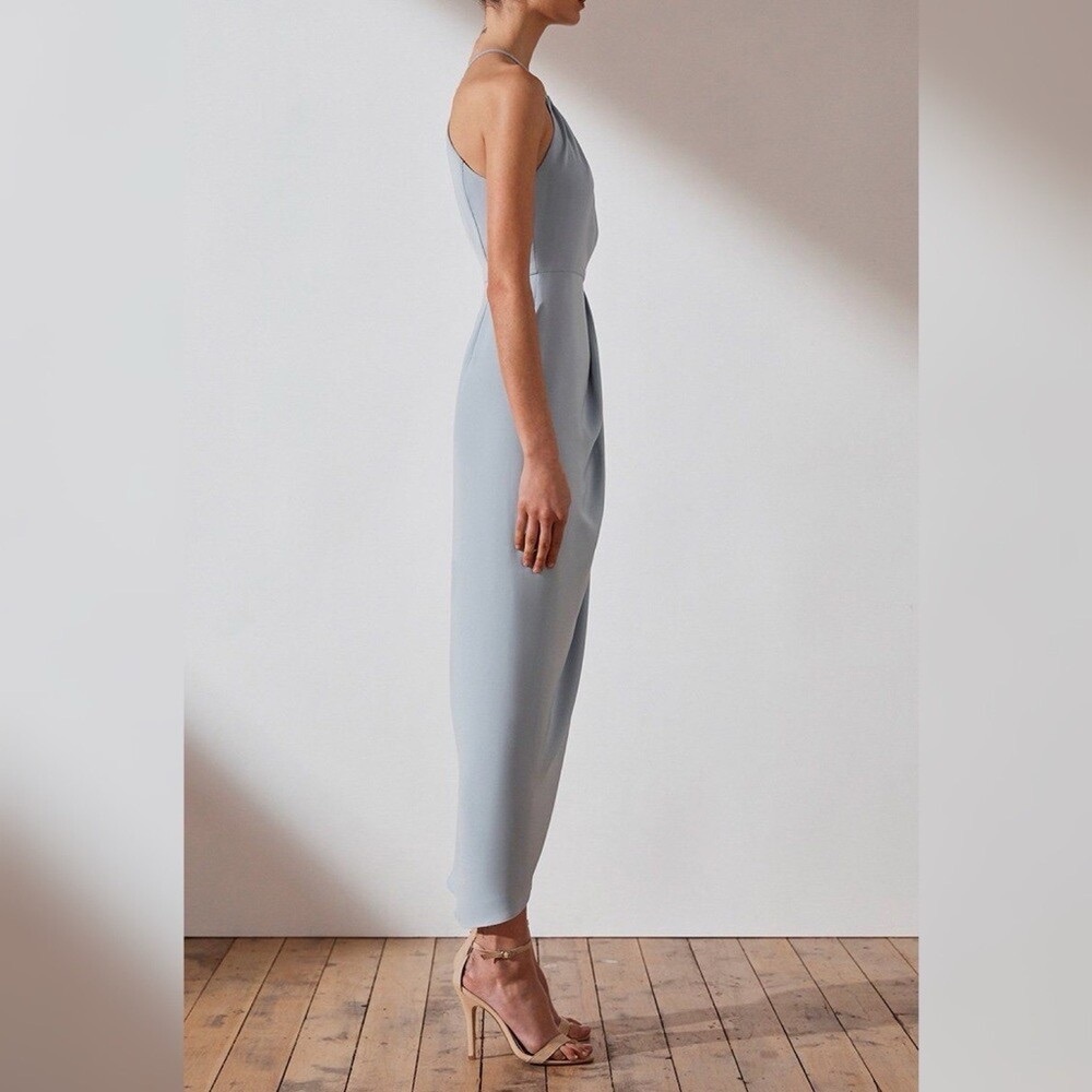Shona Joy Draped Satin Mini Dress in Blue Women’s Size 10. - Picture 3 of 9